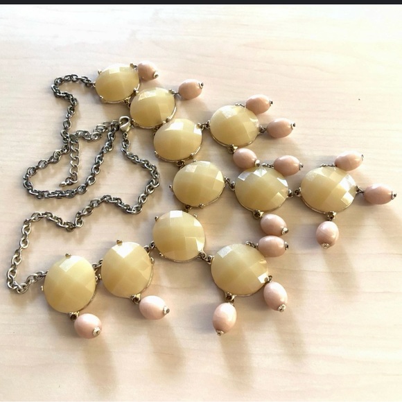 Yellow cabochon bib necklace statement necklace - Picture 2 of 7